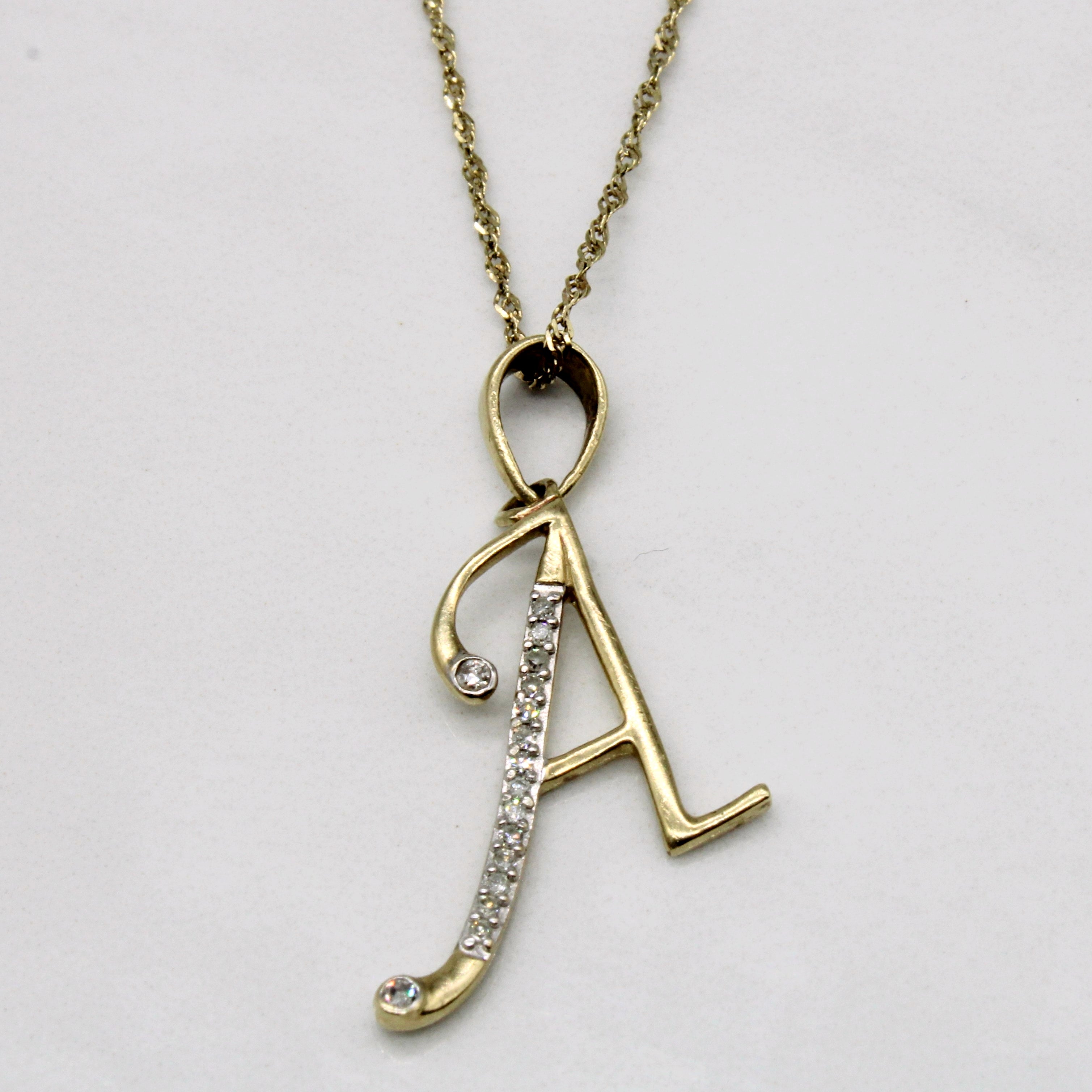 Diamond 'A' Initial Pendant & Necklace | 0.06ctw | 18" |