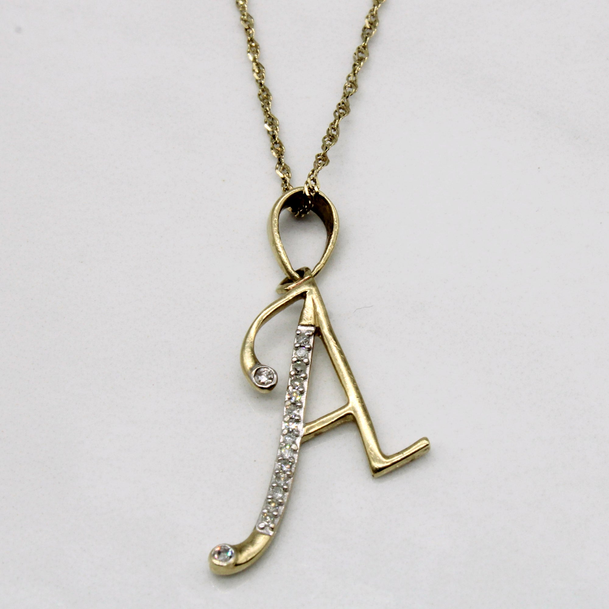 Diamond 'A' Initial Pendant & Necklace | 0.06ctw | 18