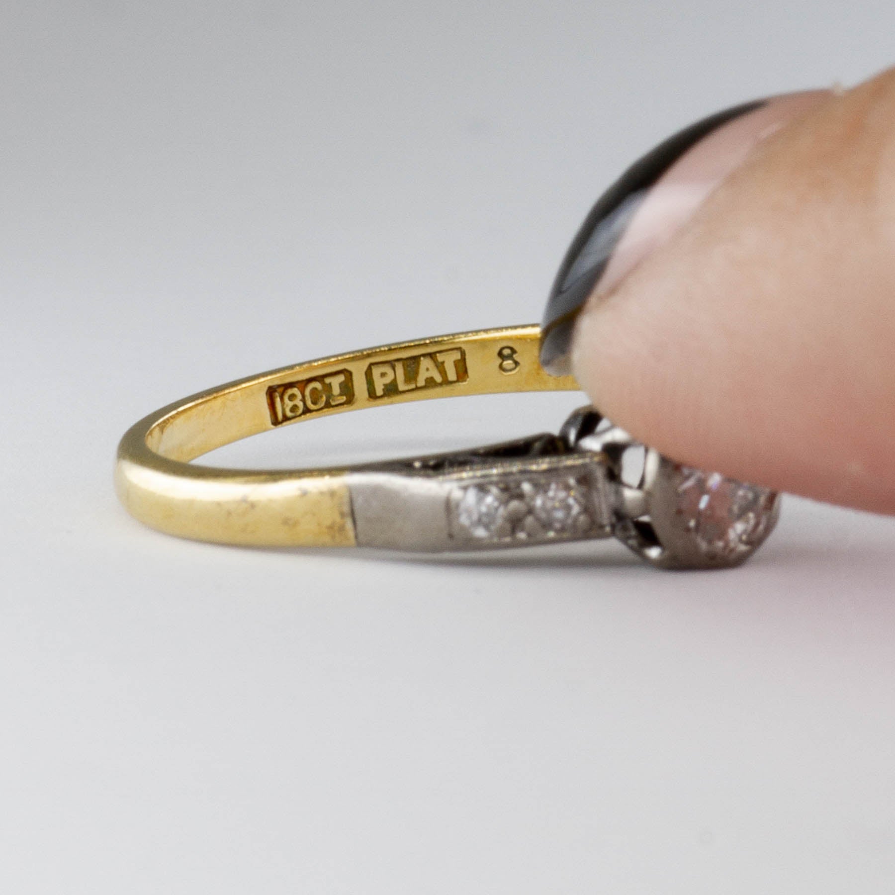 Art Deco 18k and Platinum Diamond Ring | 0.24ctw  | SZ 5.75 |
