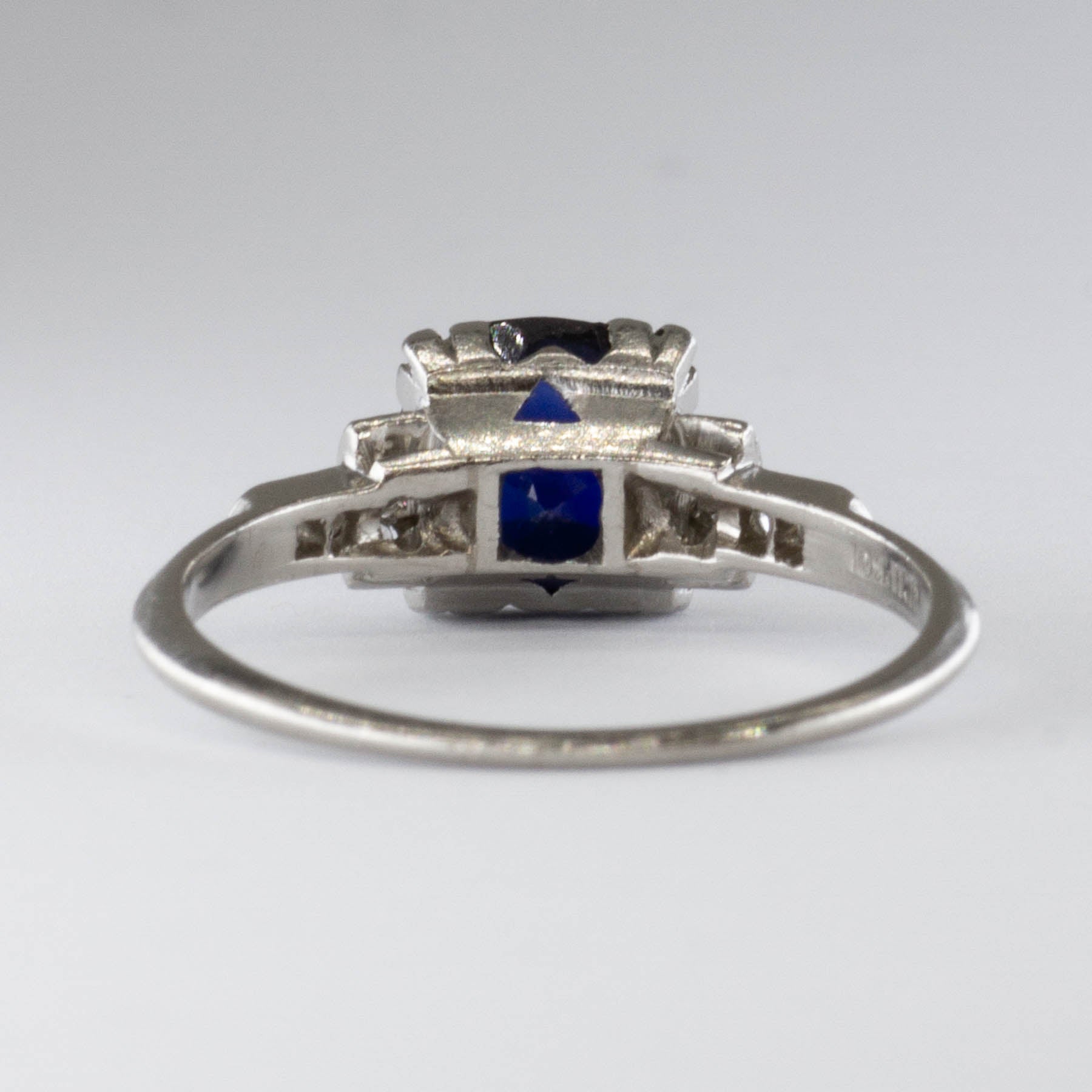 Art Deco Platinum Synthetic Sapphire Ring | 1.70ct  | SZ 5.5 |
