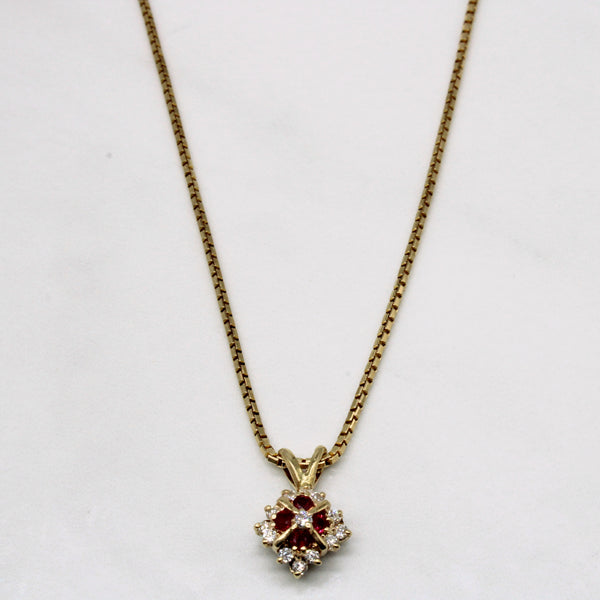 Diamond & Ruby Pendant & Necklace | 0.12ctw, 0.12ctw | 18