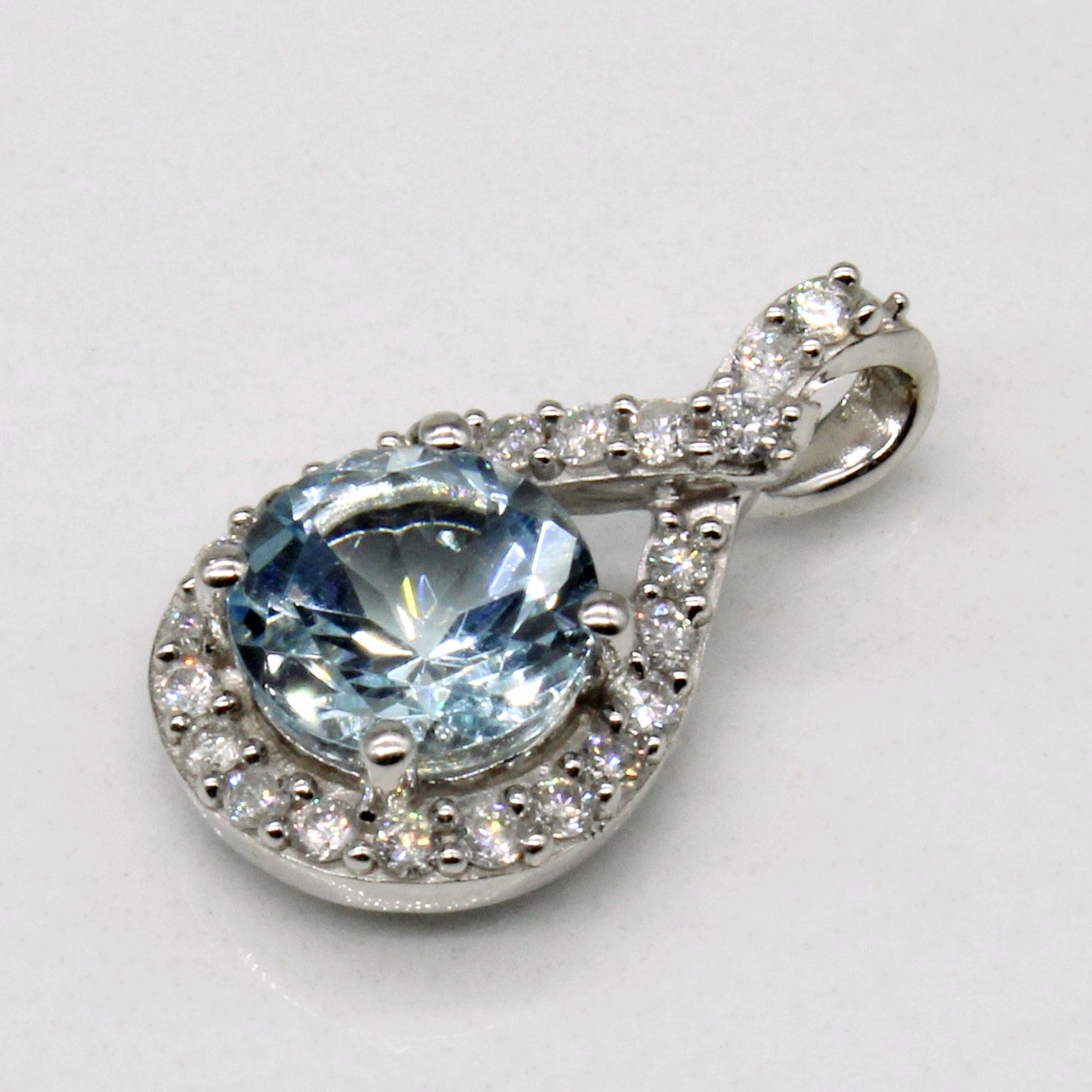 Aquamarine & Diamond Pendant | 1.20ct, 0.22ctw |