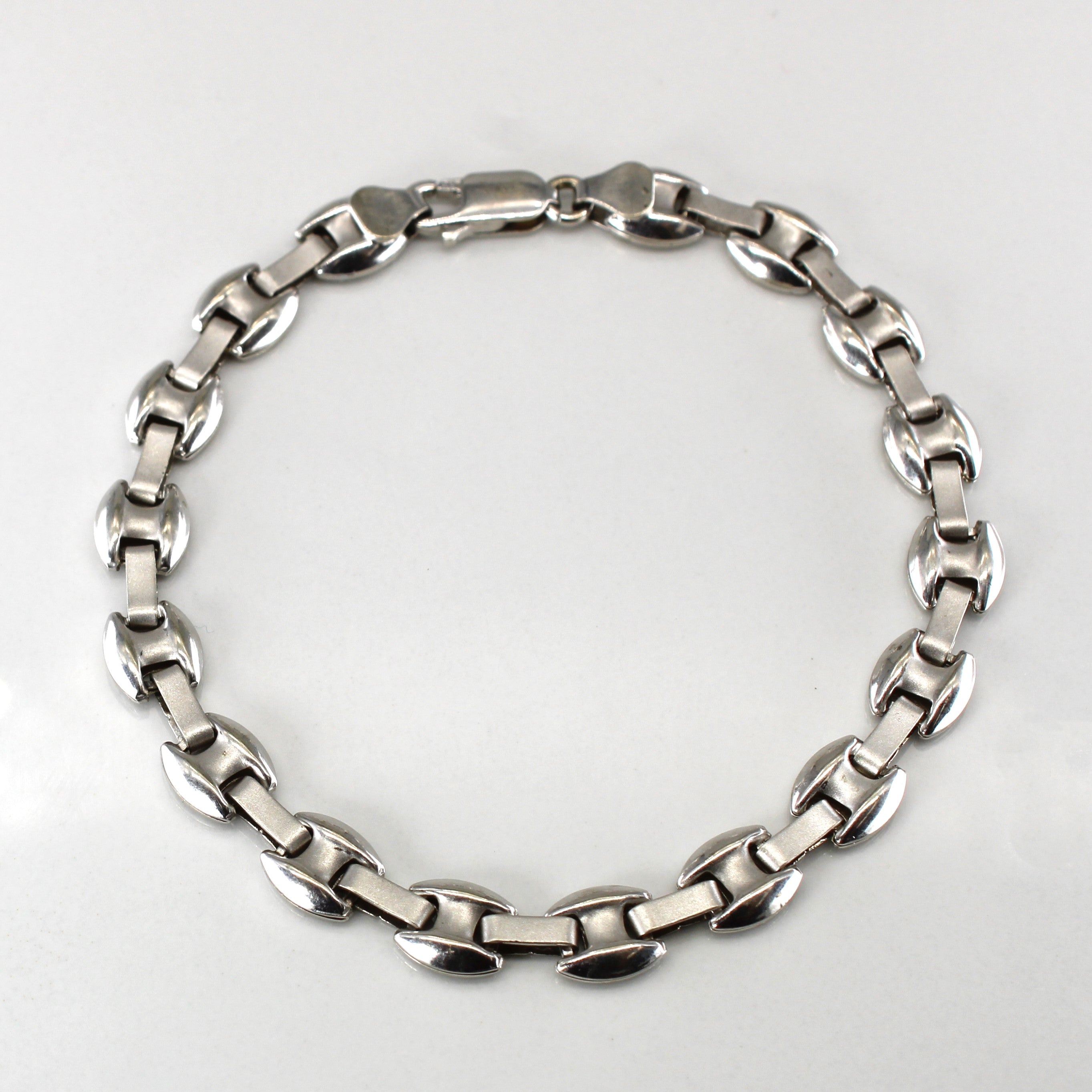 Interlocking White Gold Chain Bracelet | 7"|