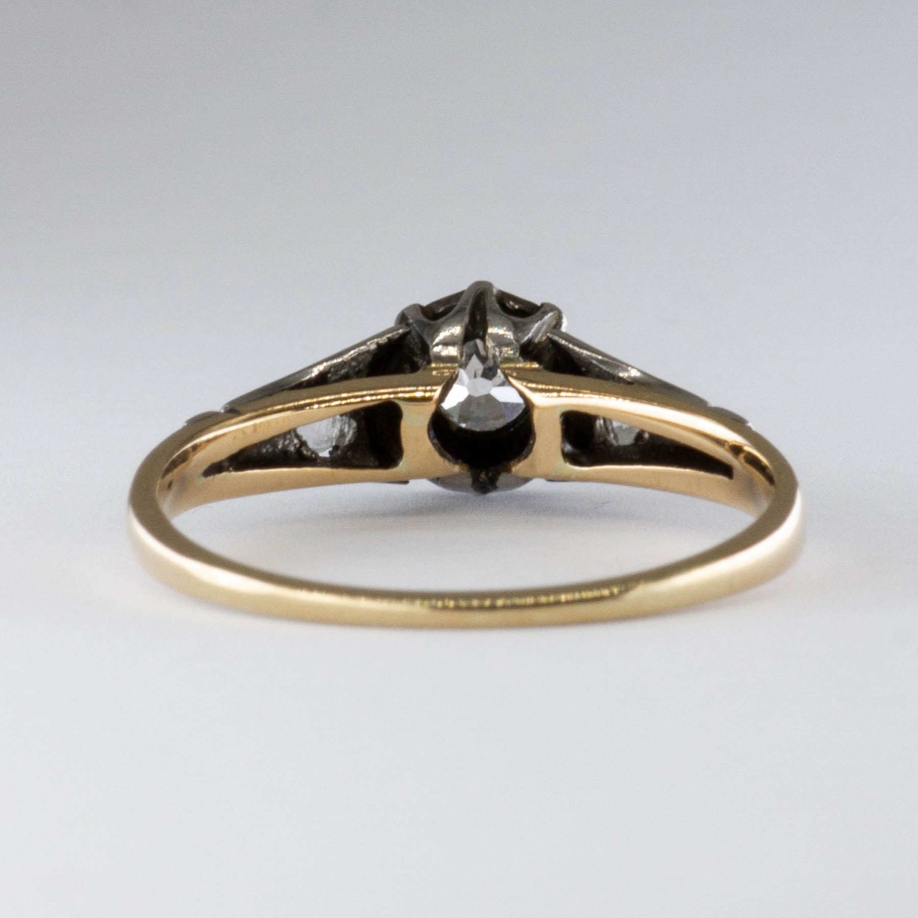 Bague Art Déco en or jaune 14 carats et platine sertie d'un diamant | 0,12 ct | Taille 4,5 | 
