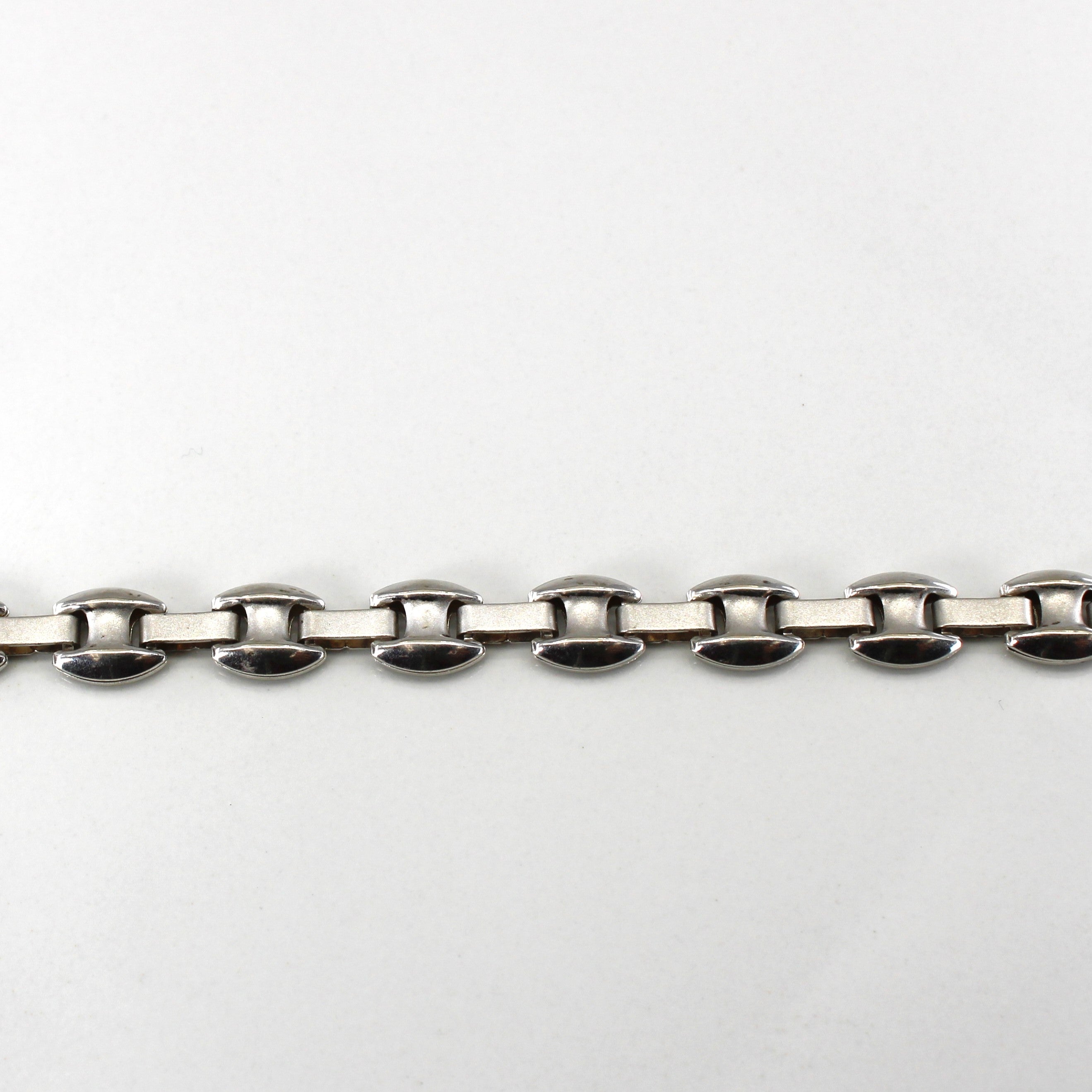 Interlocking White Gold Chain Bracelet | 7"|