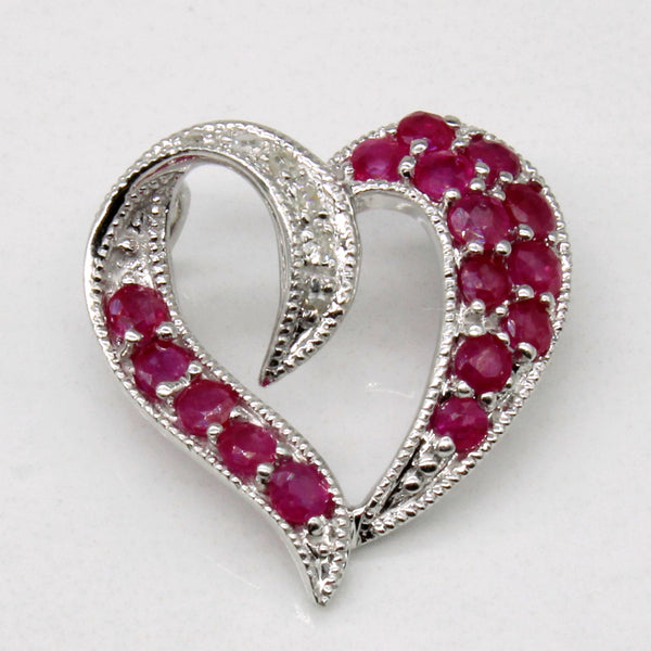 Ruby & Diamond Heart Pendant | 0.53ctw, 0.05ctw |