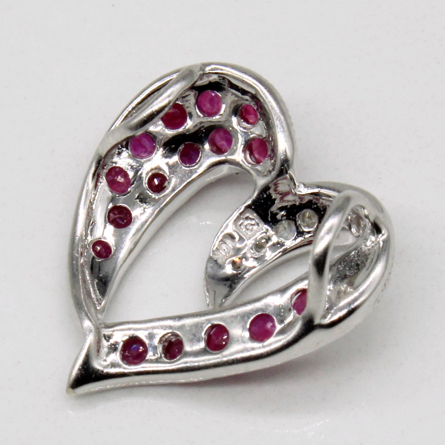 Ruby & Diamond Heart Pendant | 0.53ctw, 0.05ctw |