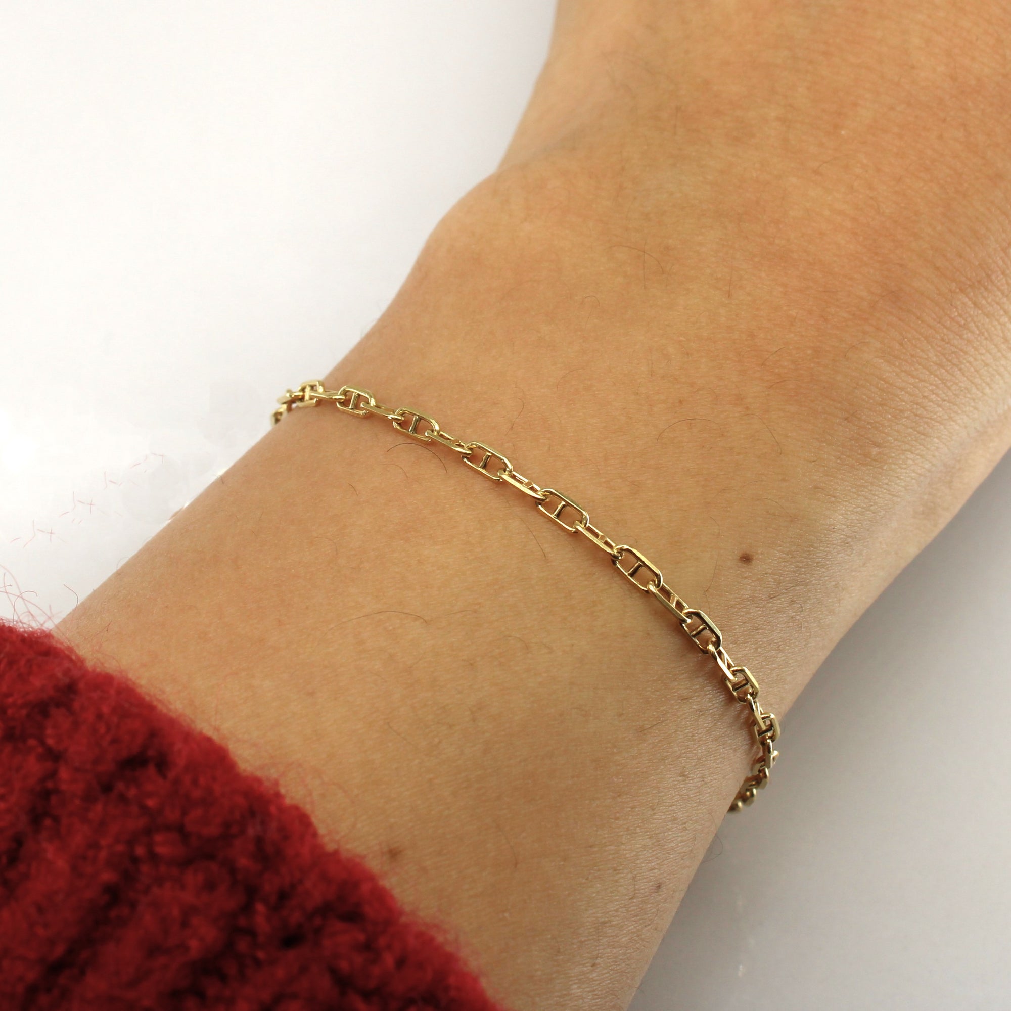 18k Yellow Gold Anchor Chain Bracelet | 7