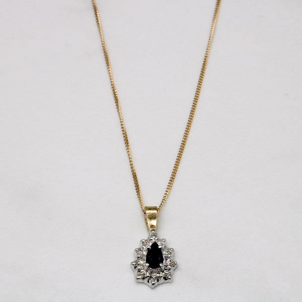 Sapphire & Diamond Pendant & Necklace | 0.20ct, 0.06ctw | 16