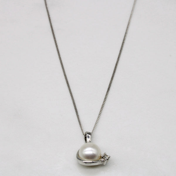 Pearl & Diamond Pendant & Necklace | 0.02ct | 18