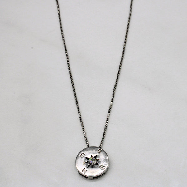 Diamond Compass Pendant & Necklace | 0.12ct | 18