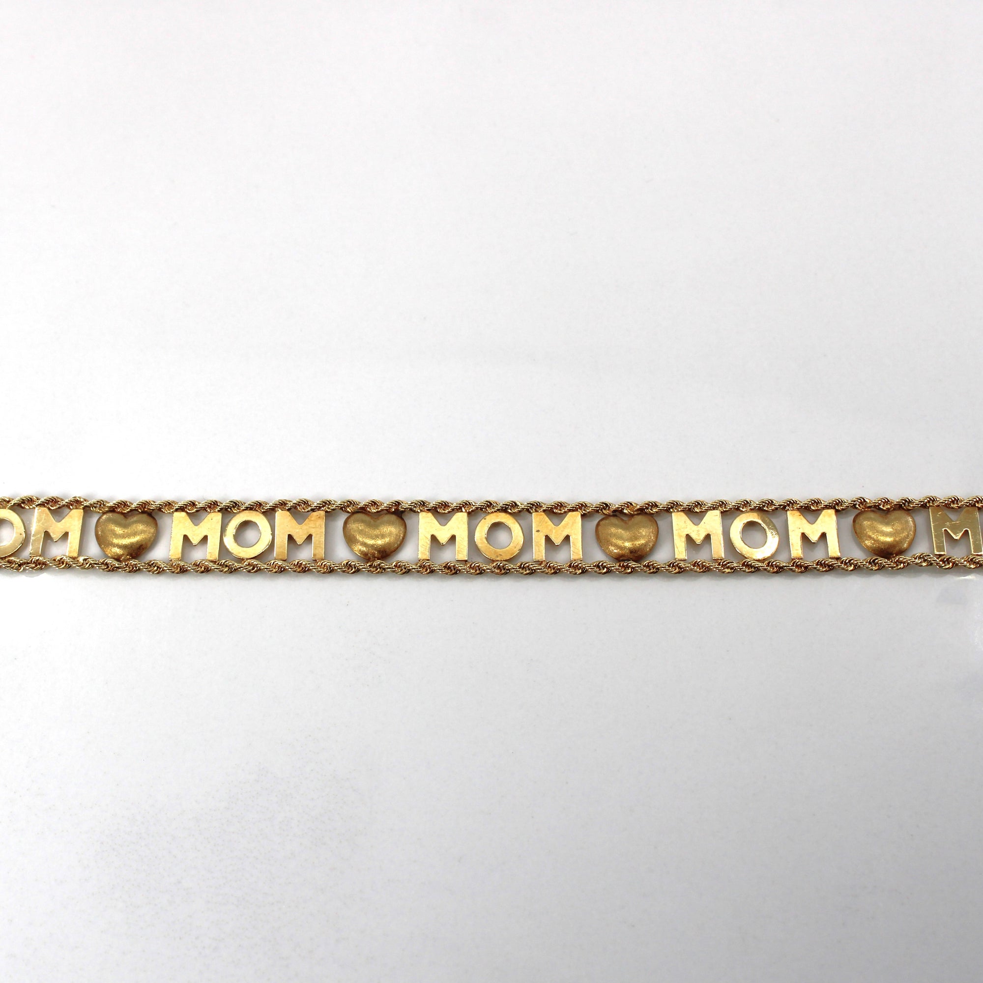 Yellow Gold Chain 'Mom' Bracelet | 7