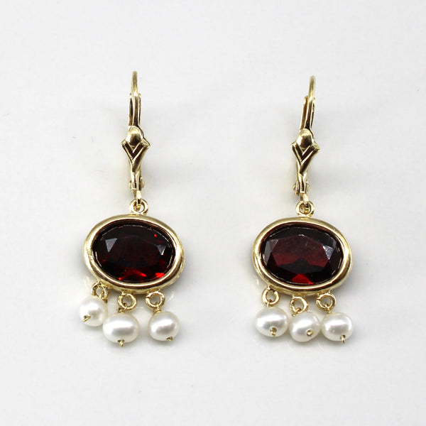 Garnet & Pearls Dangle Earrings | 3.6ctw |