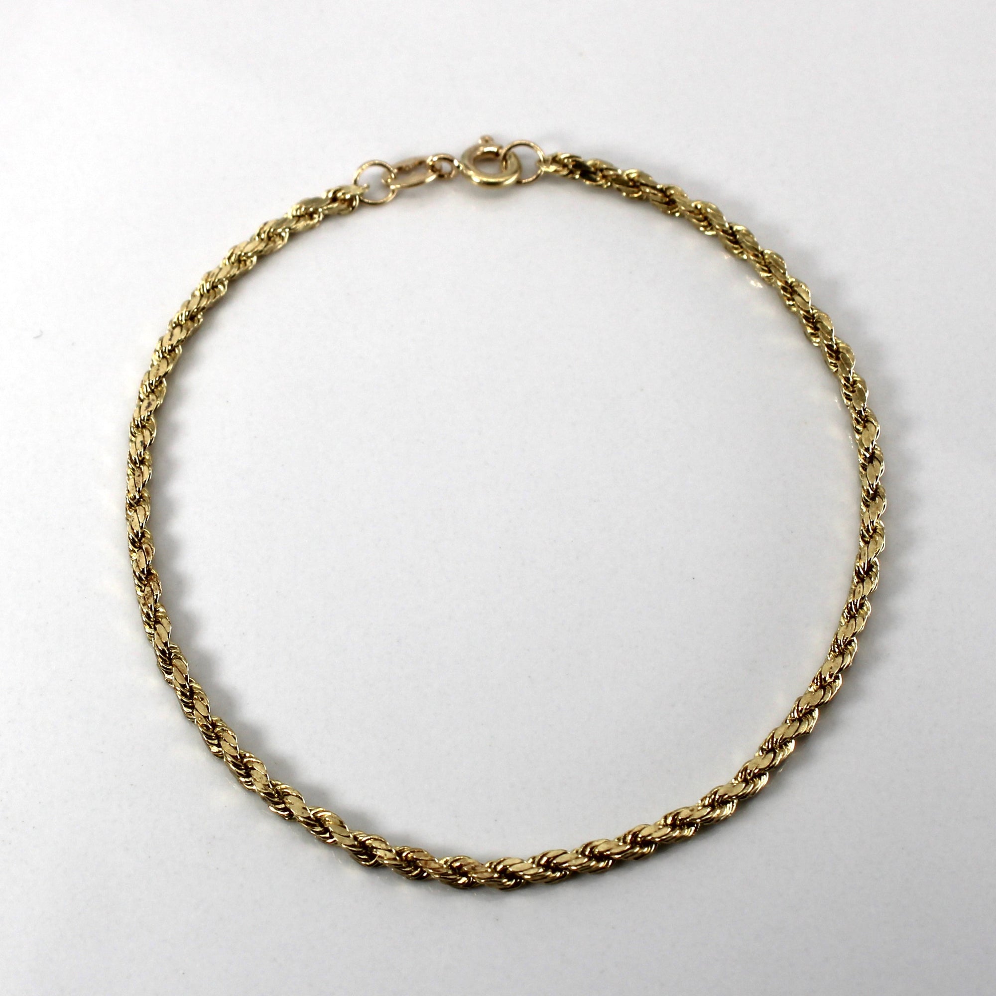 Yellow Gold Rope Chain Bracelet | 7