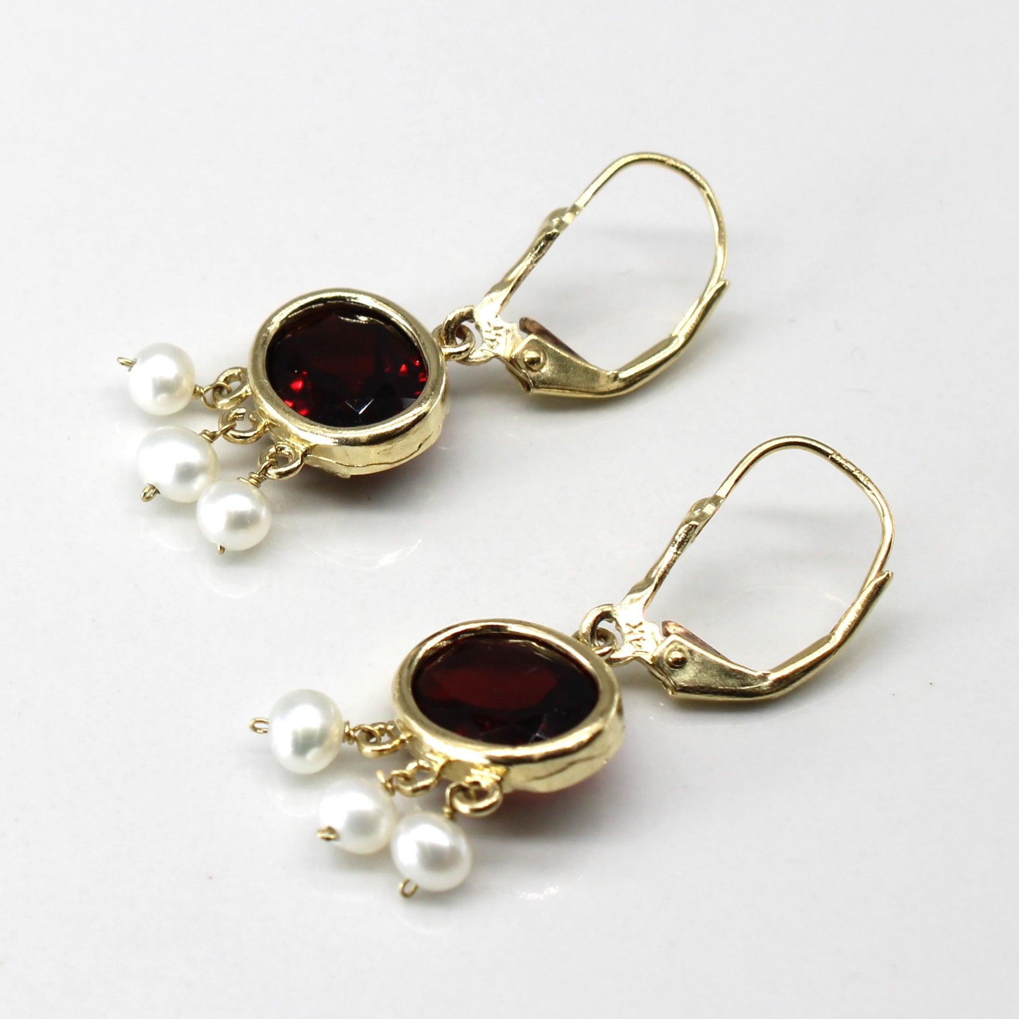 Garnet & Pearls Dangle Earrings | 3.6ctw |