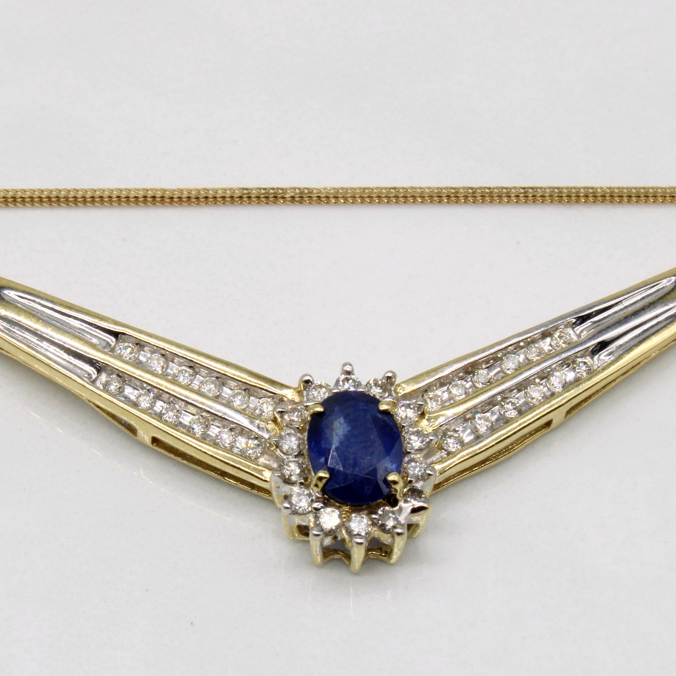 Sapphire & Diamond Pendant Necklace | 0.70ct, 0.30ctw | 17" |