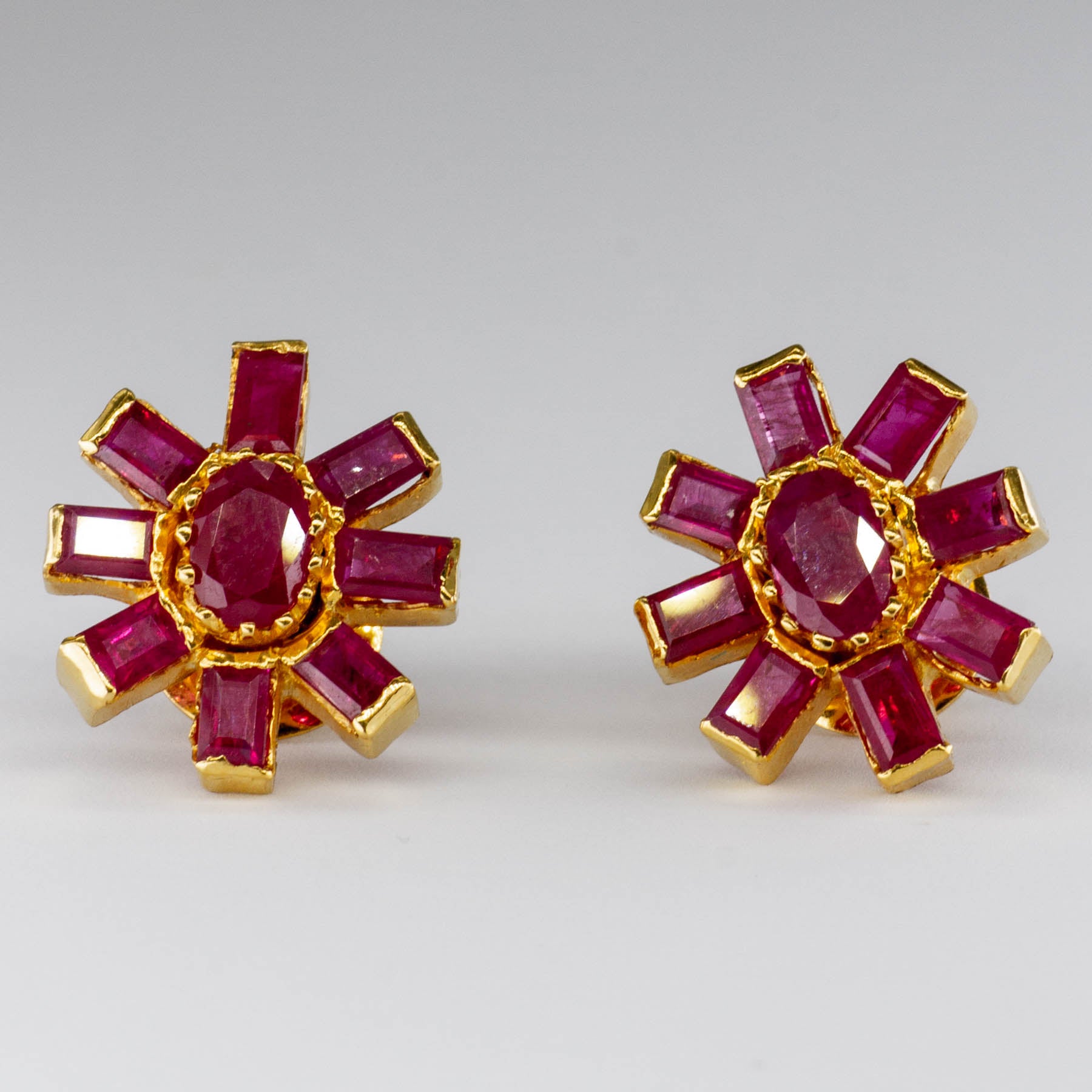 22k Yellow Gold and Ruby Earrings | 6.60 ctw |