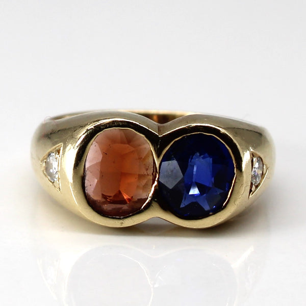 Multi Gemstones Solid Gold Ring | 0.57ct | 0.34ct | 0.06ctw | SZ 4 |