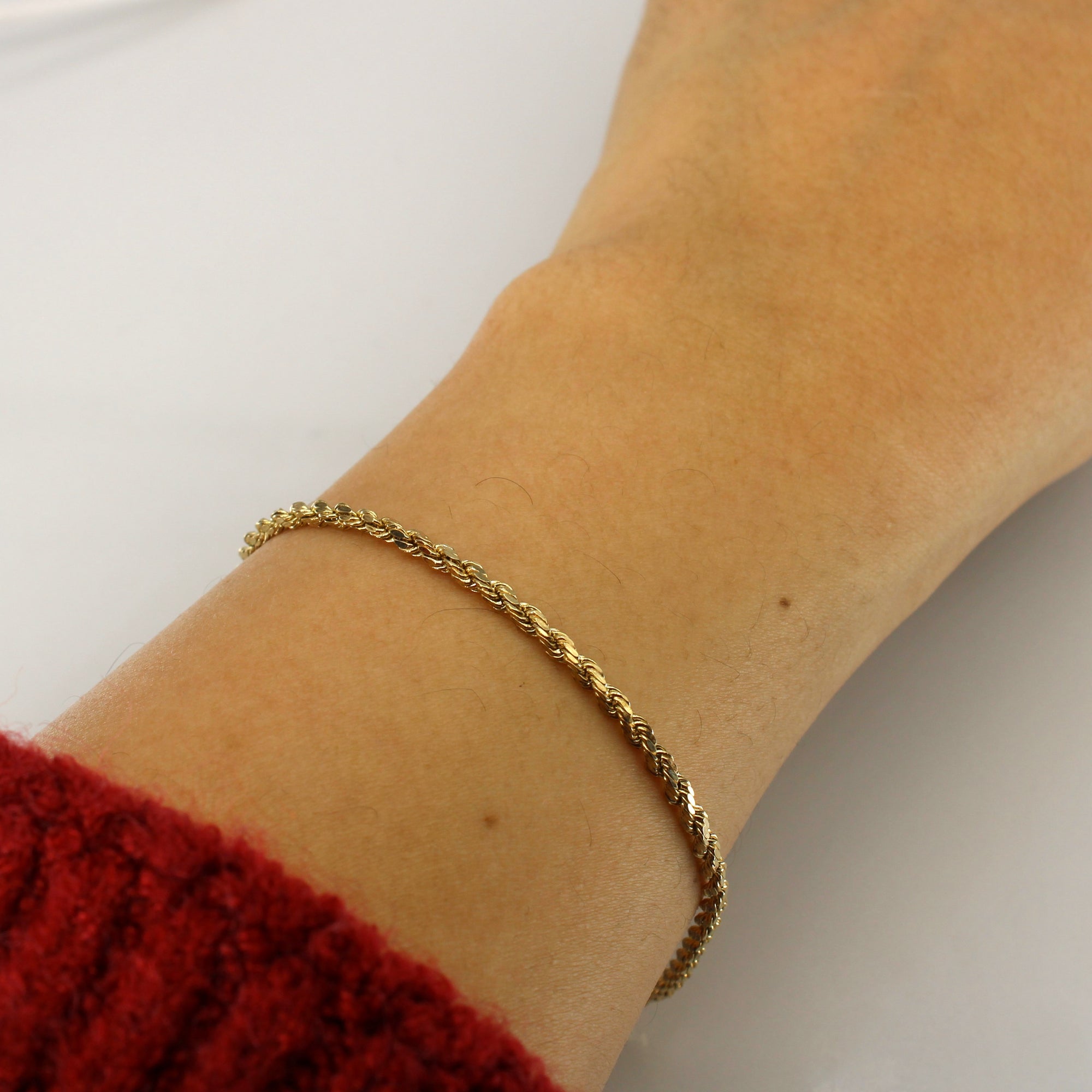 Yellow Gold Rope Chain Bracelet | 7