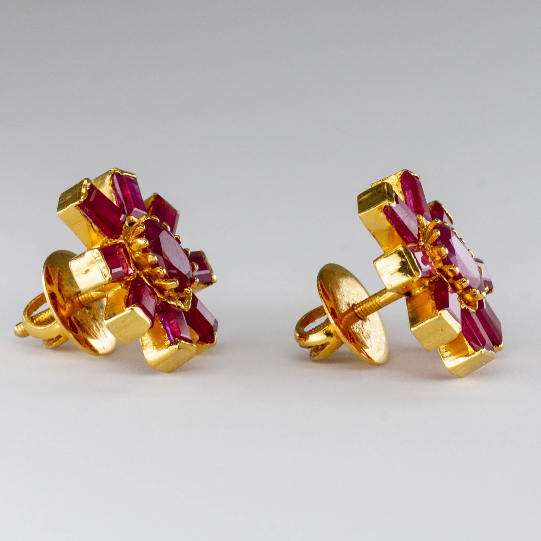 22k Yellow Gold and Ruby Earrings | 6.60 ctw |