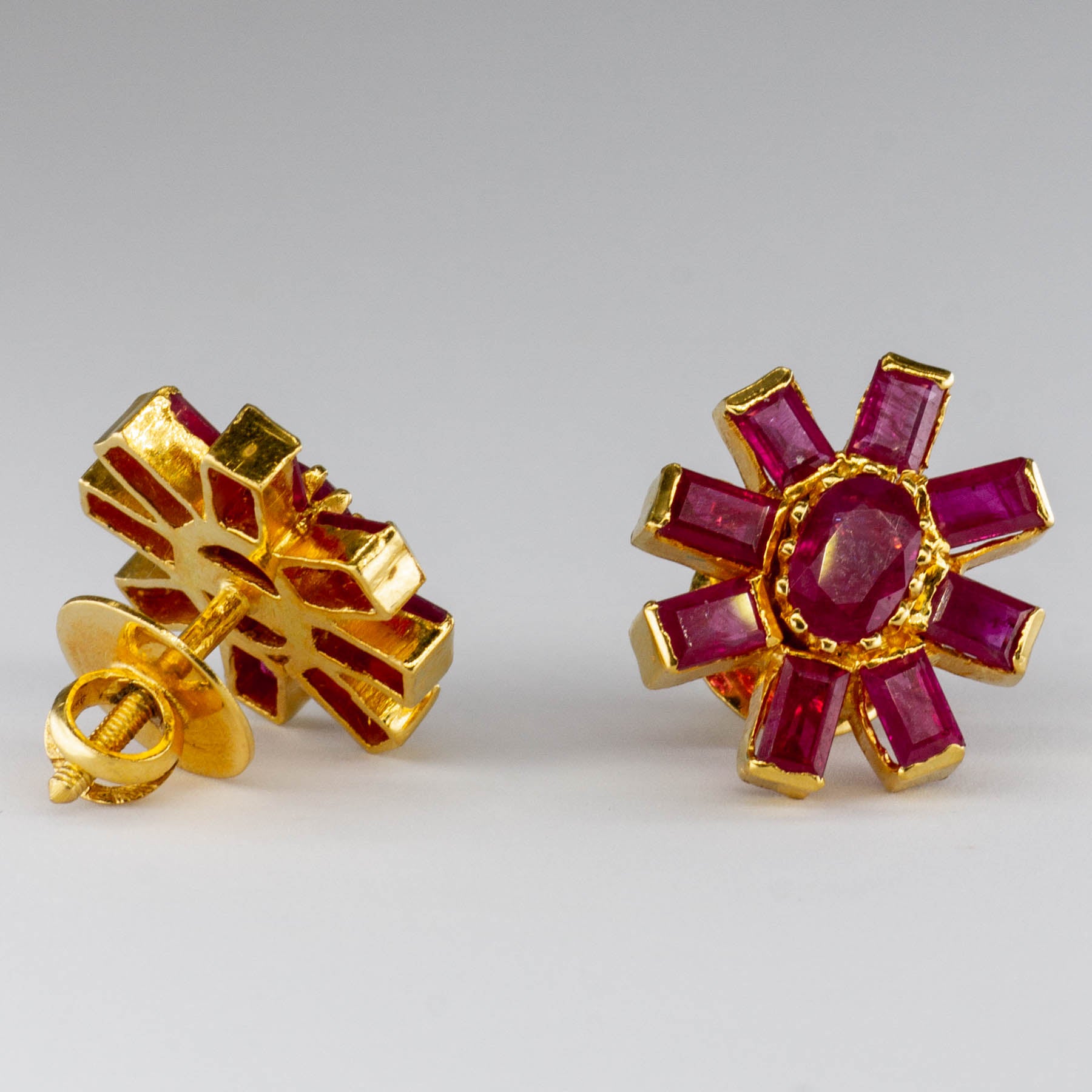 22k Yellow Gold and Ruby Earrings | 6.60 ctw |