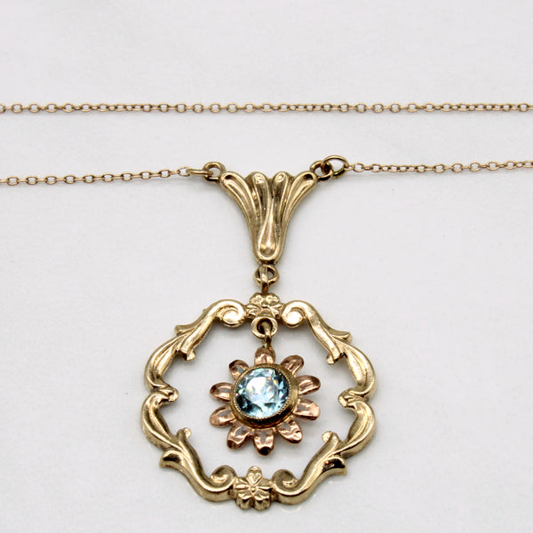 Blue Zircon Pendant 10k Necklace | 0.55ct | 18