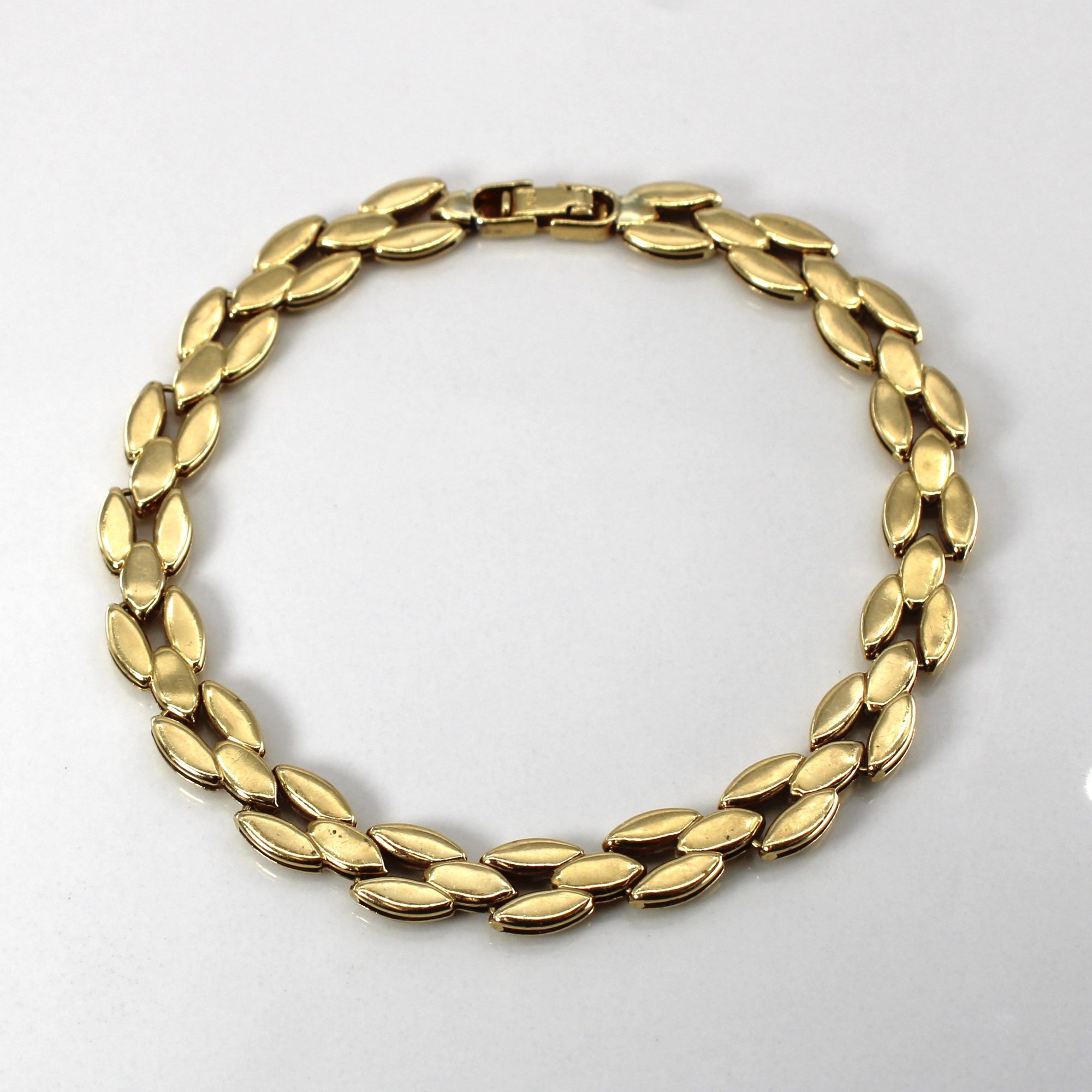 Textured Yellow Gold Chain Bracelet | 7