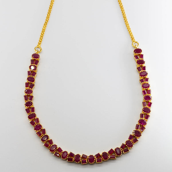22k Yellow Gold and Ruby Necklace | 13.50 ctw | 16