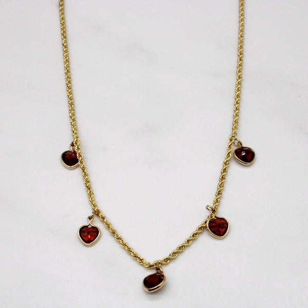 Garnet Heart Charm Necklace | 2.50ctw | 18