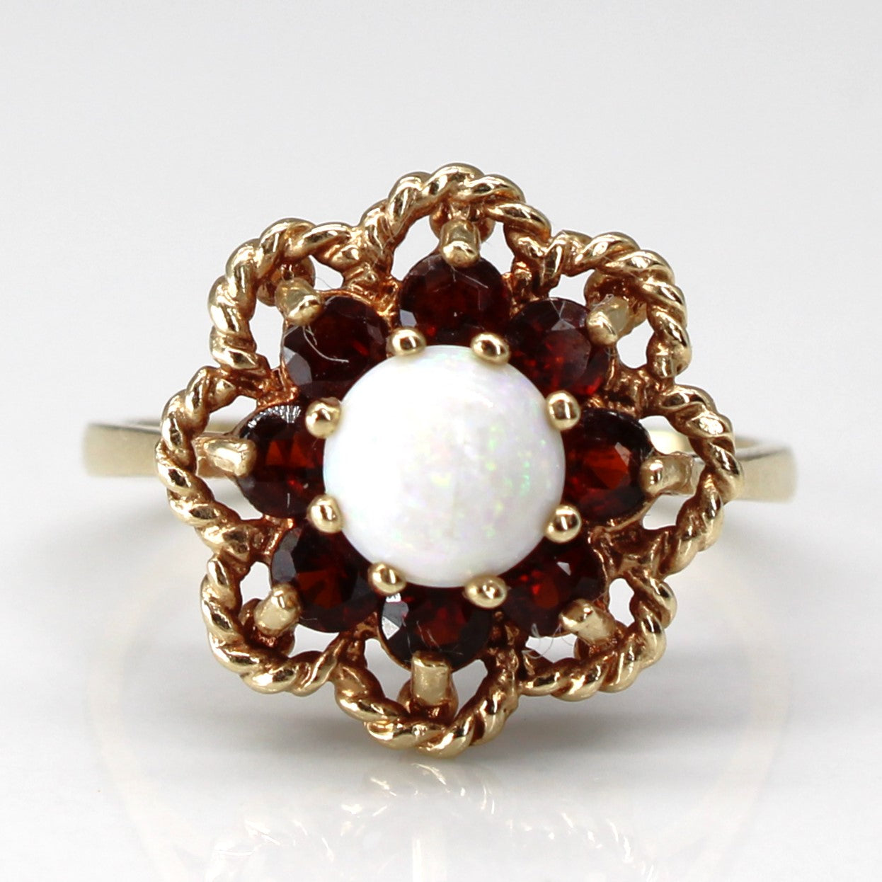 Opal & Garnet Cocktail Ring | 0.58ct | 0.36ctw | SZ 6.75 |