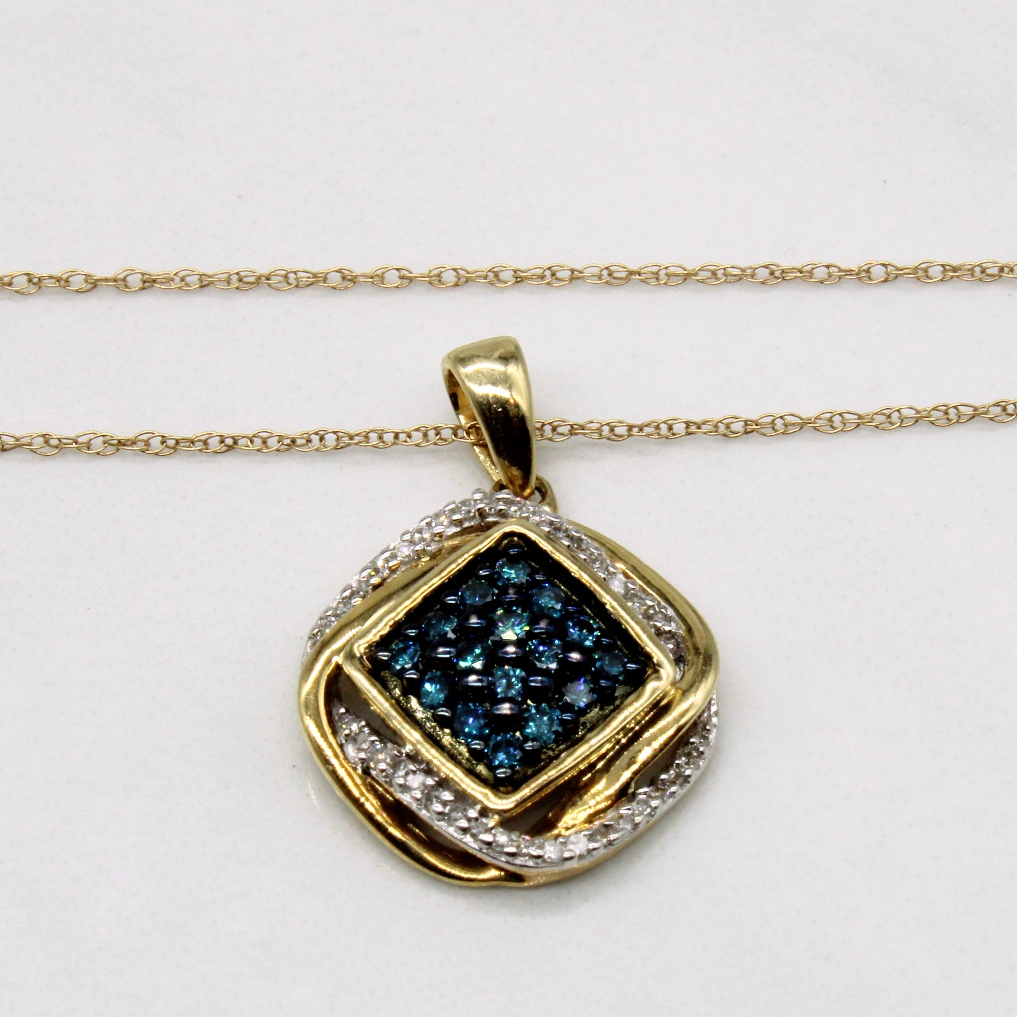 Blue & White Diamond Pendant & Necklace | 0.30ctw | 18