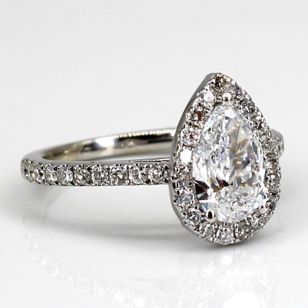Halo Pear Diamond Engagement Ring | 1.31ctw | SZ 4.75 |