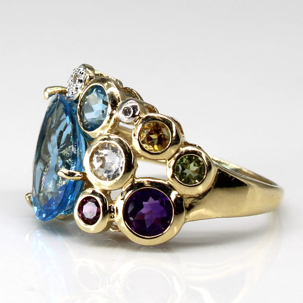 Bezel Set Multi Gemstones Ring | 4.00ct | 1.34ctw | 0.01ctw | SZ 7 |