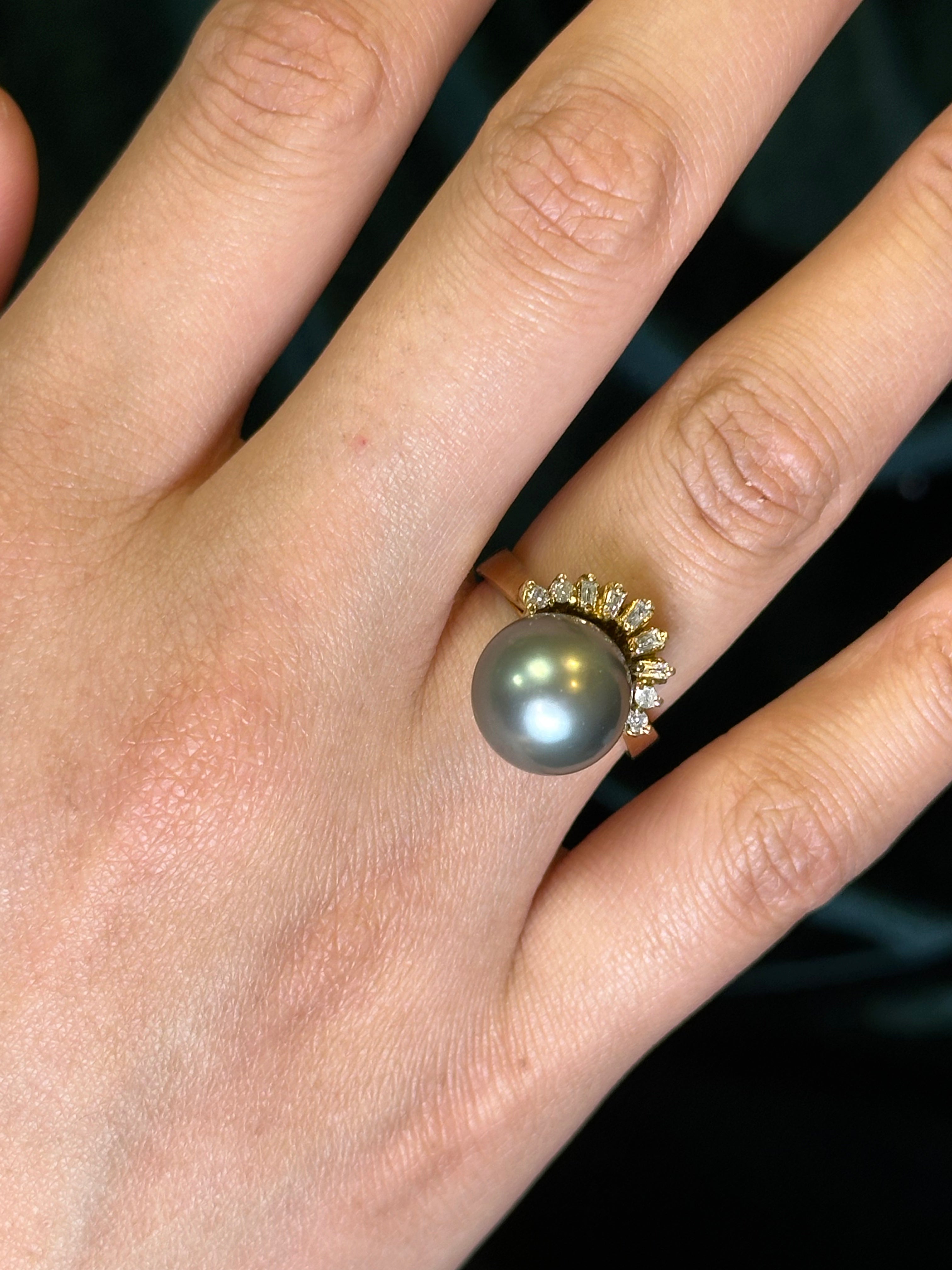 Pearl & Diamond Cocktail Ring | 0.20 ctw, SZ 6 |