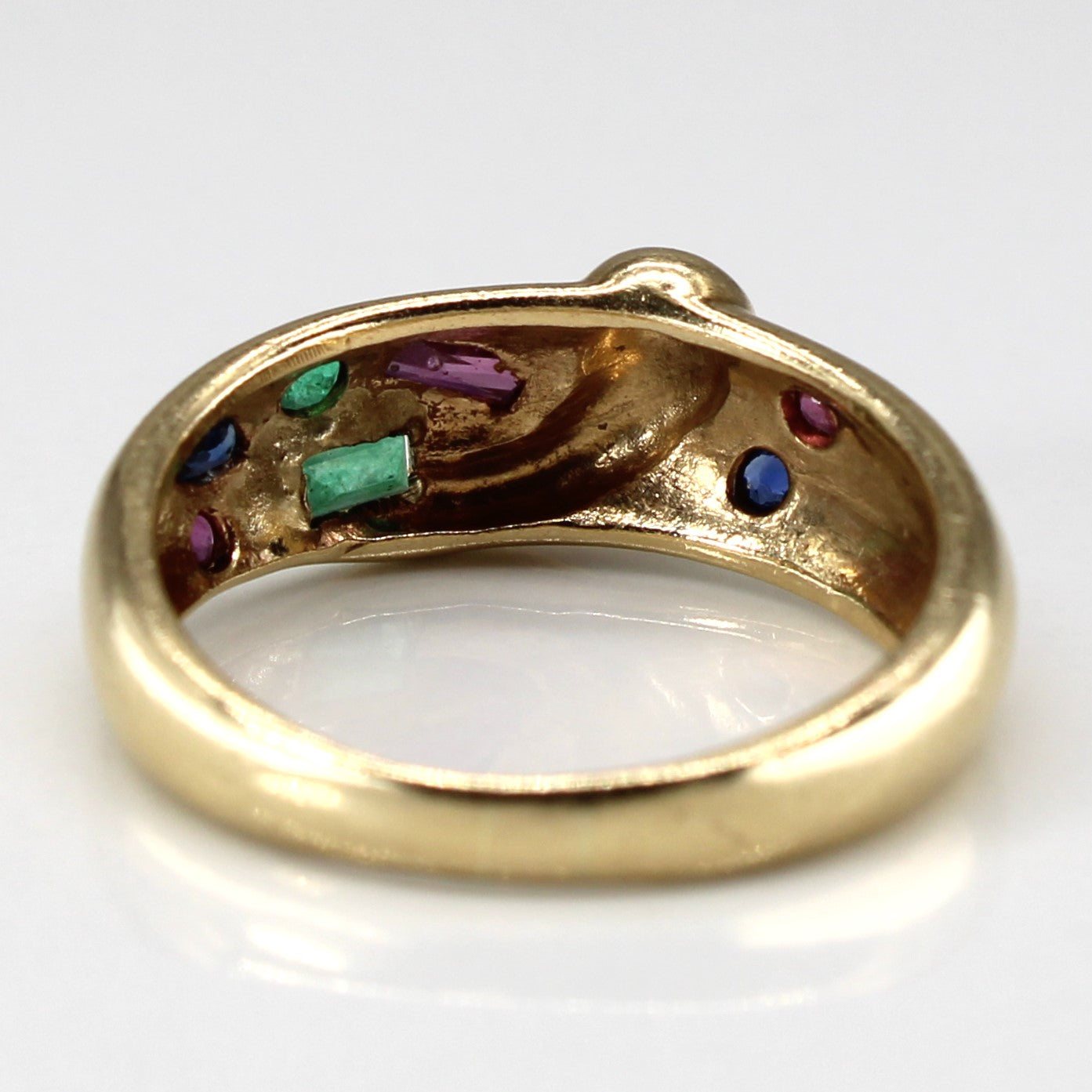 Multi Gemstone Flush Set Gold Ring | SZ 6.75 |