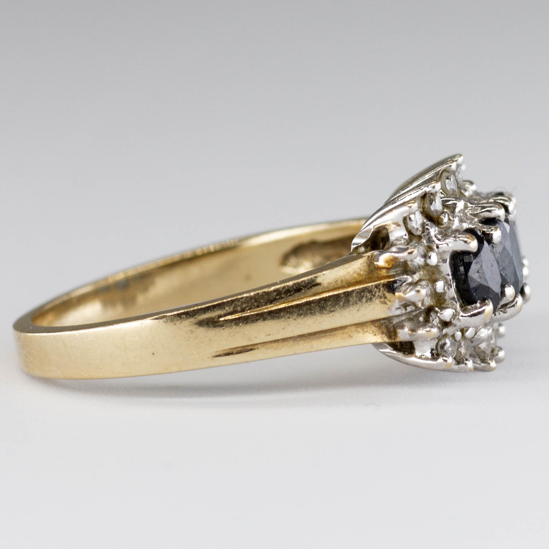Three Stone Oval Sapphire and Diamond Ring | 0.12 ctw, 1.0 ctw | SZ 6 |