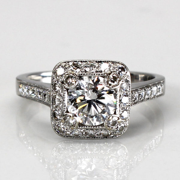 Halo Diamond Engagement Ring | 1.57ctw SI1 G/H | SZ 7 |