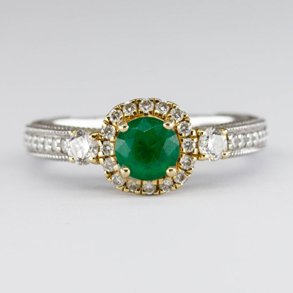 14k Emerald and Diamond Accented Ring | 0.45 ct | SZ 4.75
