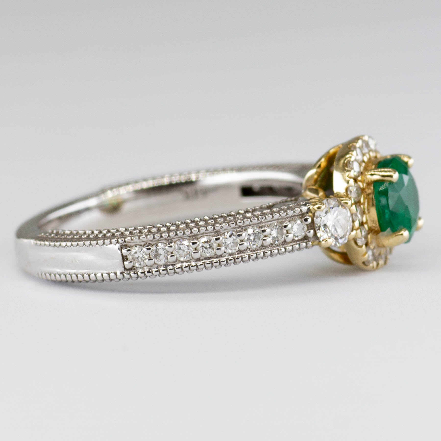 14k Emerald and Diamond Accented Ring | 0.45 ct | SZ 4.75