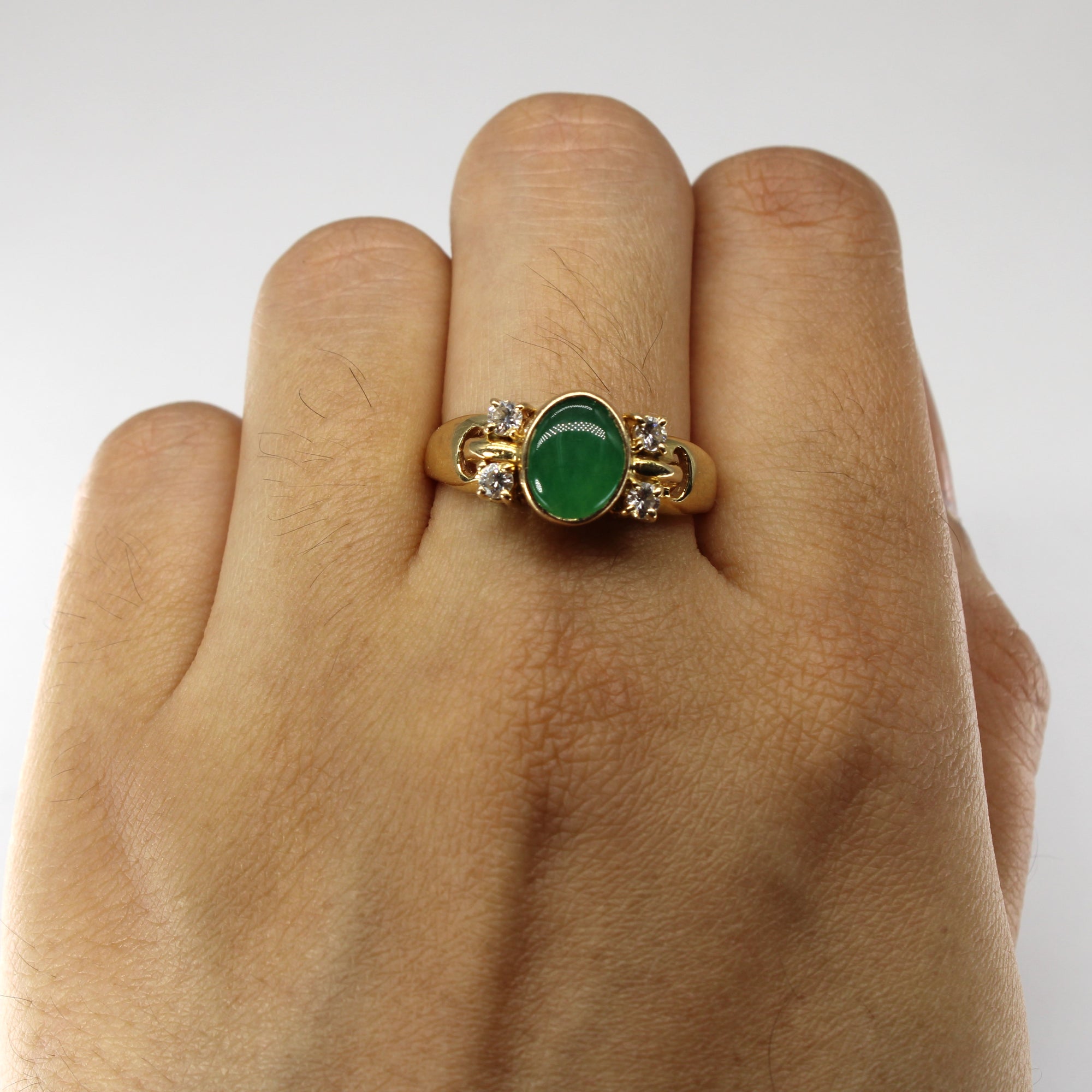 Bezel Set Emerald & Diamond Ring | 0.75ct | 0.20ctw | SZ 9.5 |