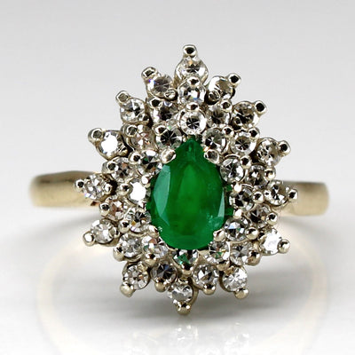 Cluster Diamond & Emerald Cocktail Ring | 0.60ctw | 0.38ct | SZ 7.5 |