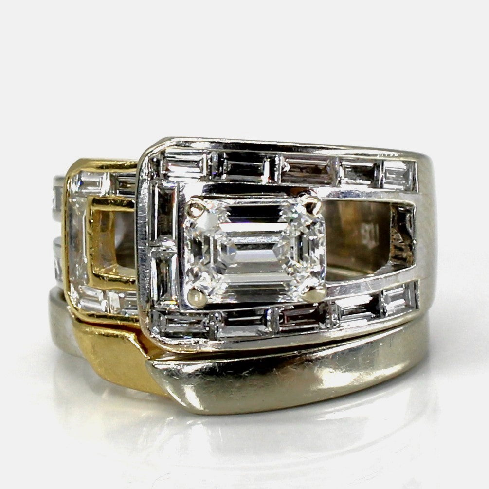Bague de fiançailles texturée en émeraude et diamants | 1,75 ct VVS2 F | Taille 5,5 | 