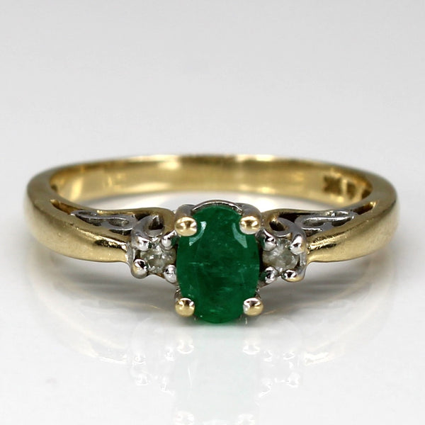 Three Stone Emerald & Diamond Ring | 0.40ct | 0.02ctw | SZ 7 |