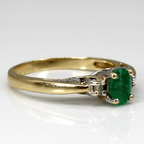 Three Stone Emerald & Diamond Ring | 0.40ct | 0.02ctw | SZ 7 |