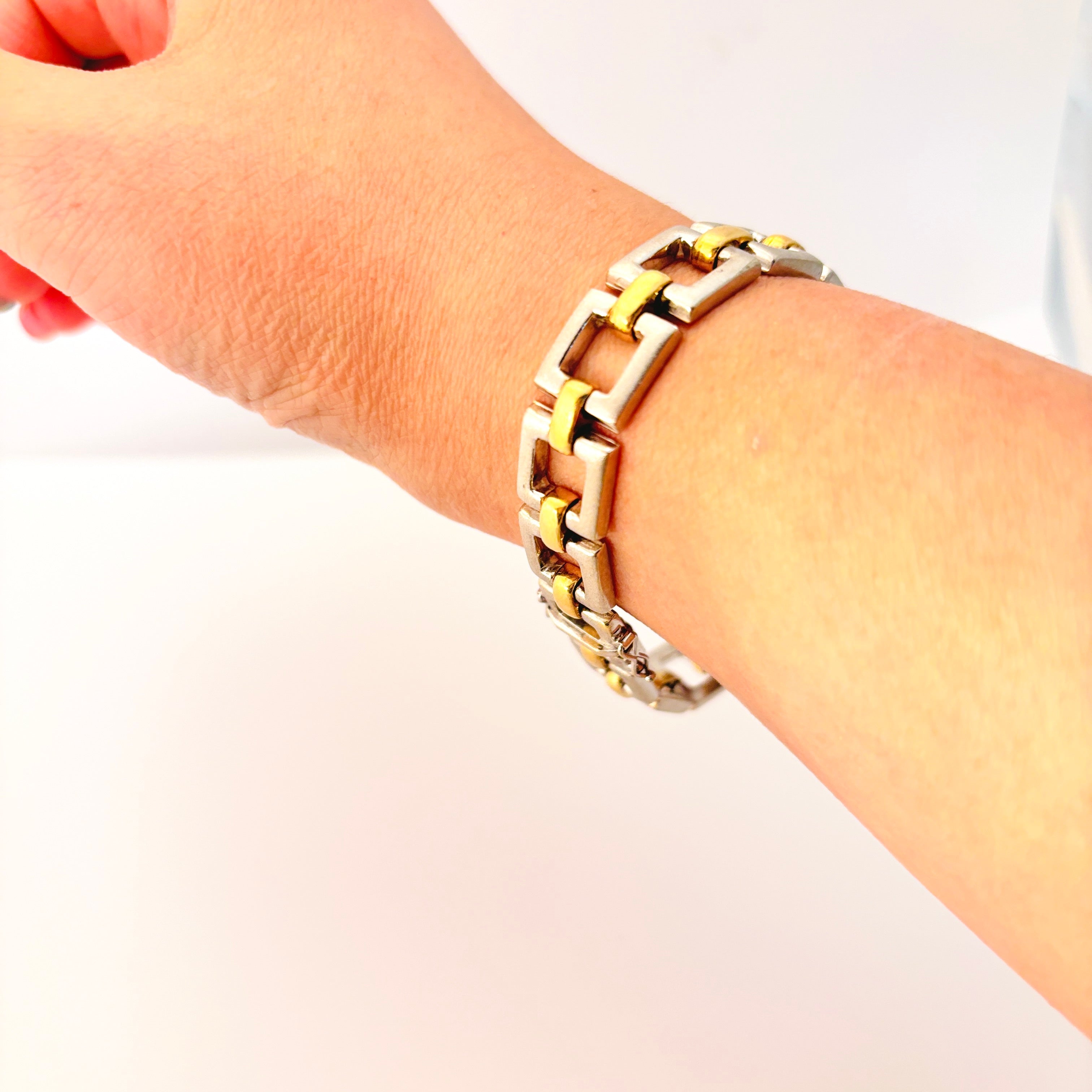 18k Yellow and White Gold Bracelet  | 8.75" |