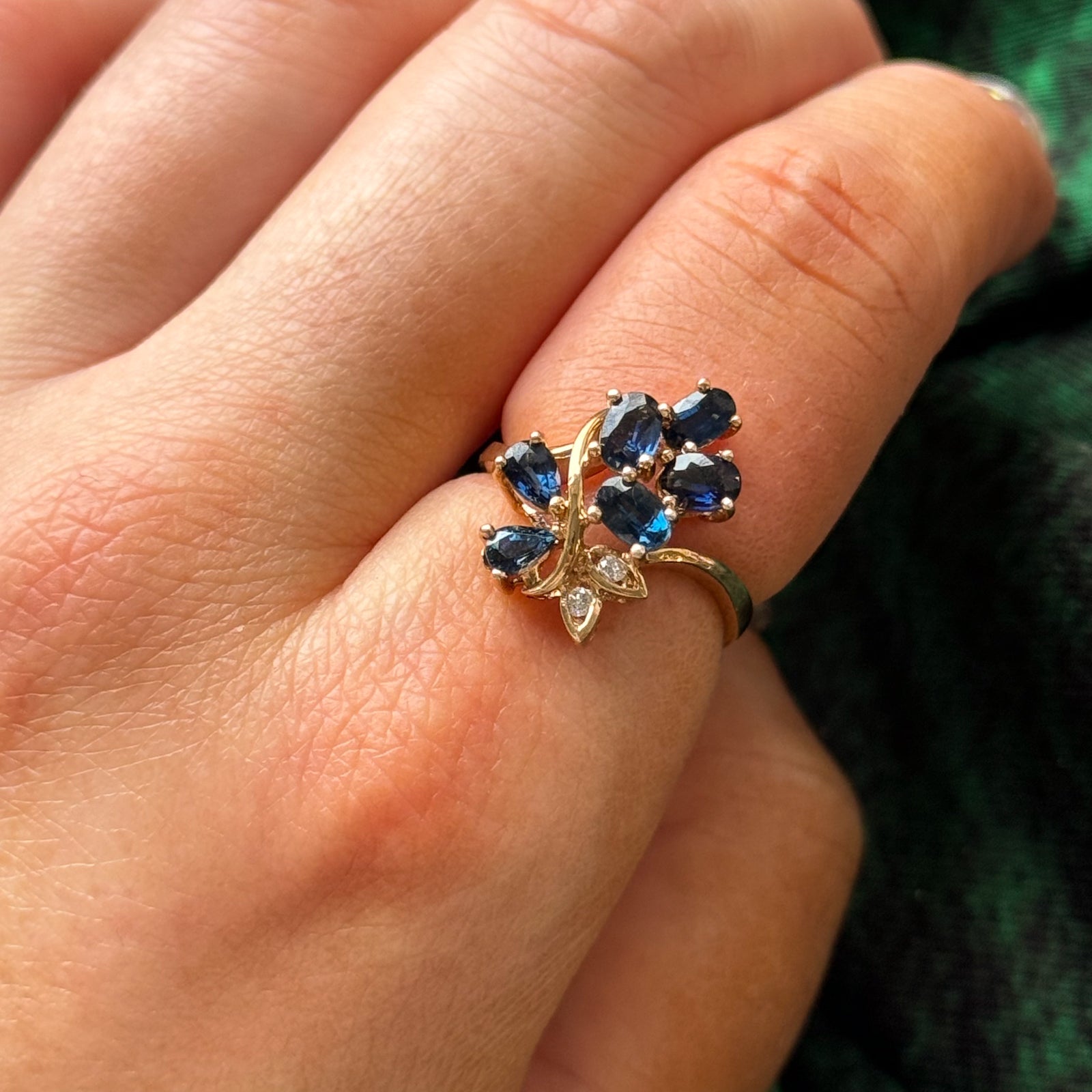 Bague saphir et diamants | 1,50 ct, 0,01 ct | Taille 6 | 