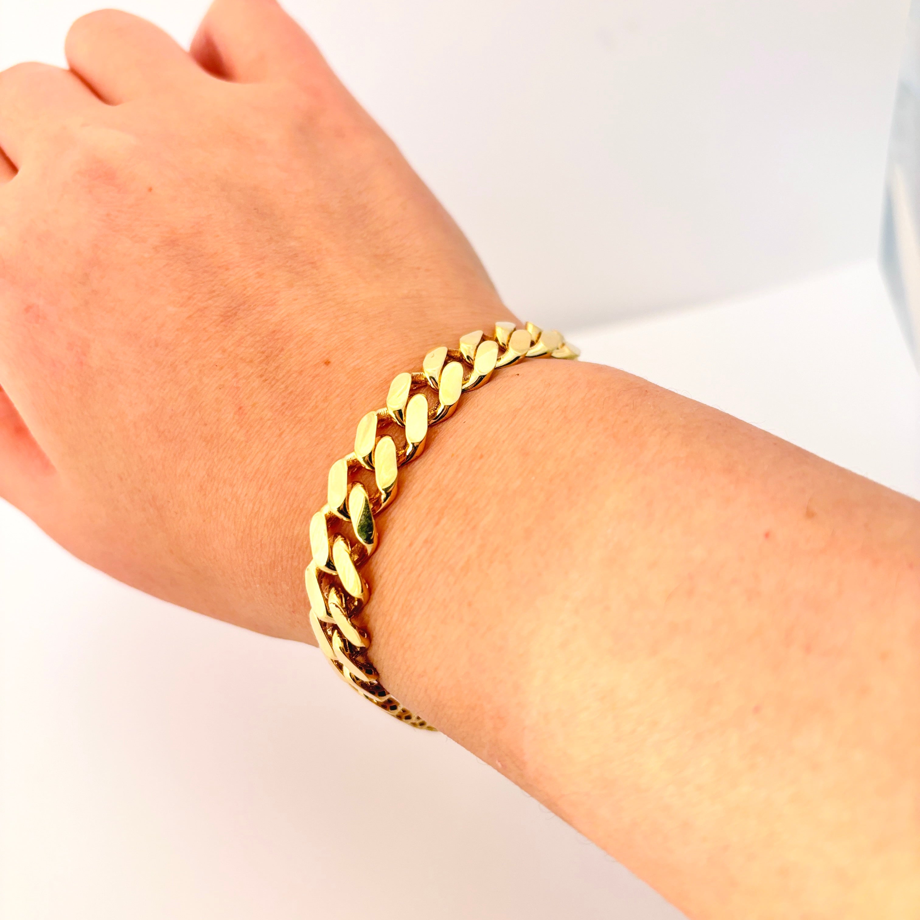 Bracelet à maillons gourmette en or jaune 18 carats | 8,75" | 