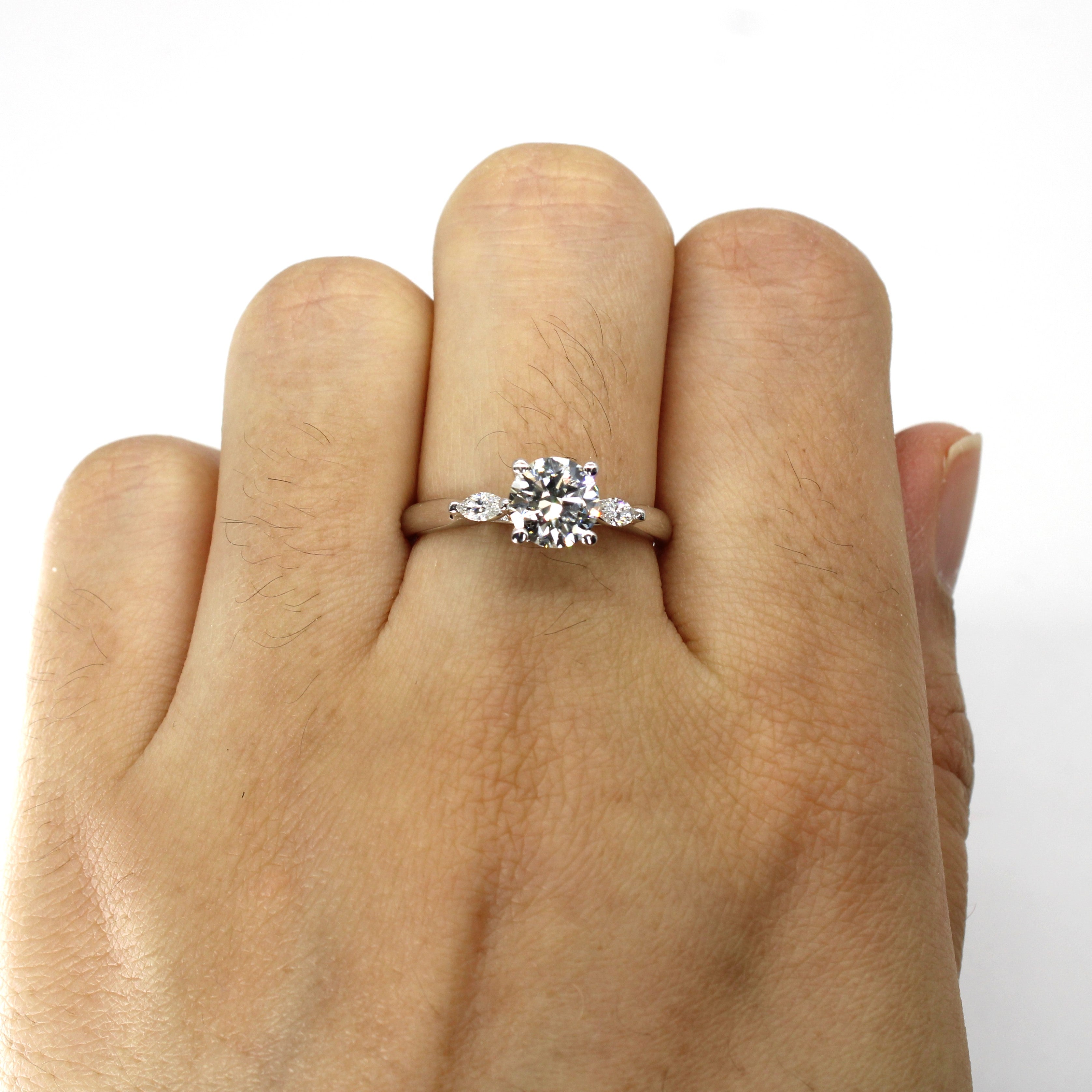 Bague de fiançailles trois diamants | 1,24 ct VS2 I | Taille 7,25 | 