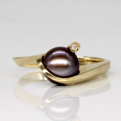 Pearl & Diamond Cocktail Ring | 0.01ct | SZ 6.5 |