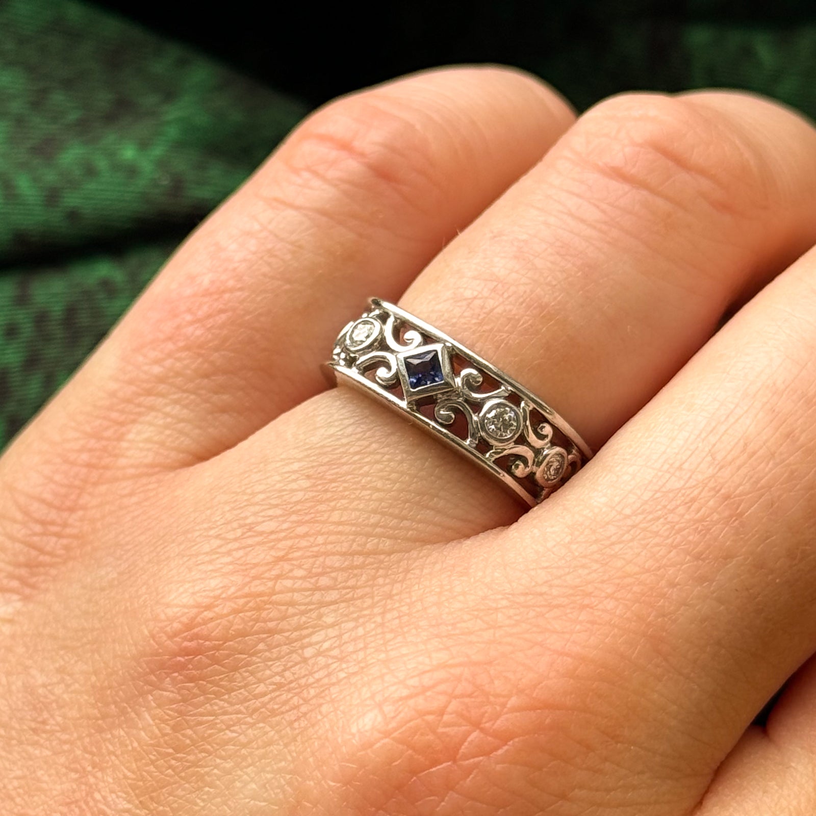 Sapphire & Diamond Soft Square Ring | 0.06ct, 0.10ctw | SZ 5.5 |